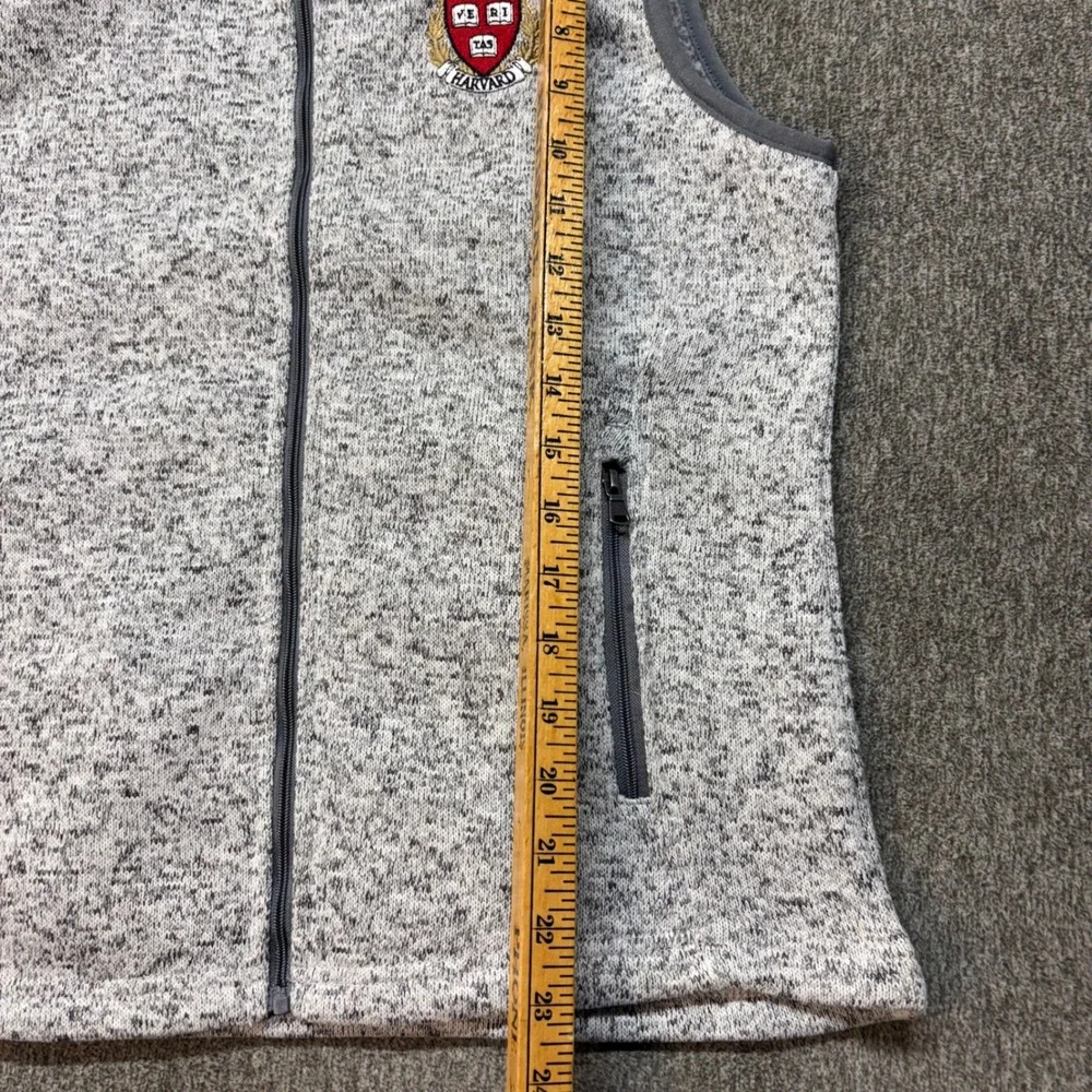 Harvard University Gray Sweater Fleece Full Zip Vest Womens Medium Vantage